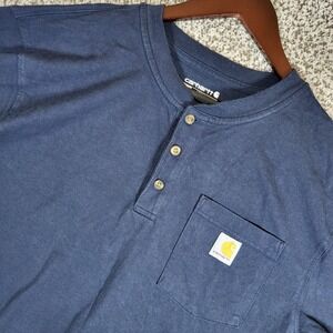 Carhartt Mens Short Sleeve Henley T-Shirt Medium Pocket Casual Workwear